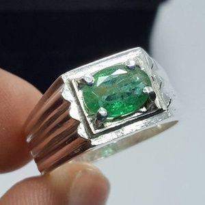 Natural Emerald Ring Dark Green Emerald Ring Mens